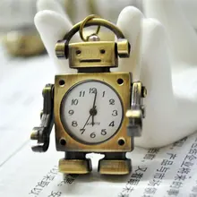 Кулон «робот» часы Античная цепь Цепочки и ожерелья кварцевые бронзовые карманные часы 12 шт./лот подарок с корпоративной символикой