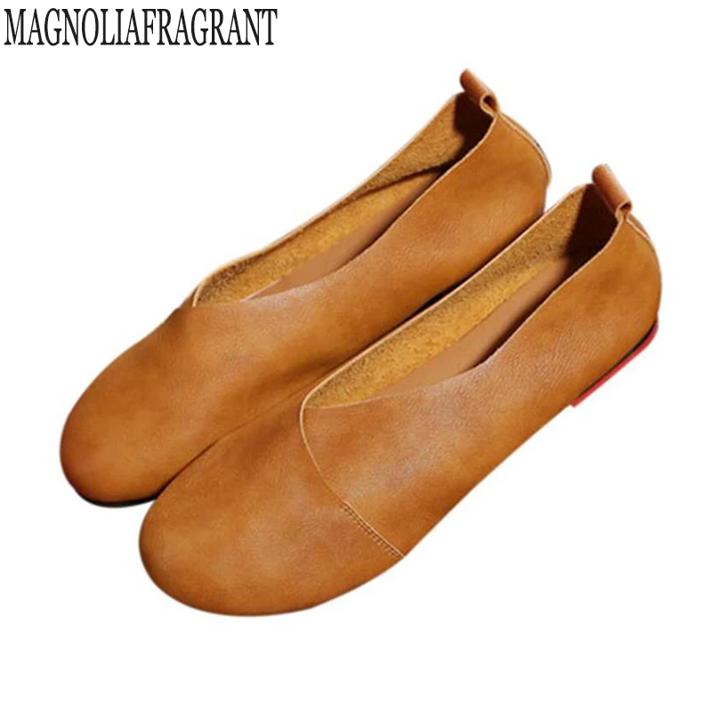 2017 Vintage Art Handmade Shoes Microfiber Leather Flats Women Shoes Shallow Mouth Casual Fashion Women Shoes