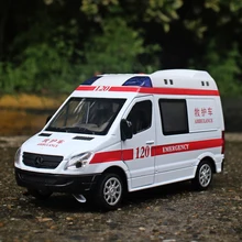 MZ 1:32 сплава модели автомобиля скорой помощи моделирования металлических материалов для автомобилей звук и свет обратно к детские игрушки