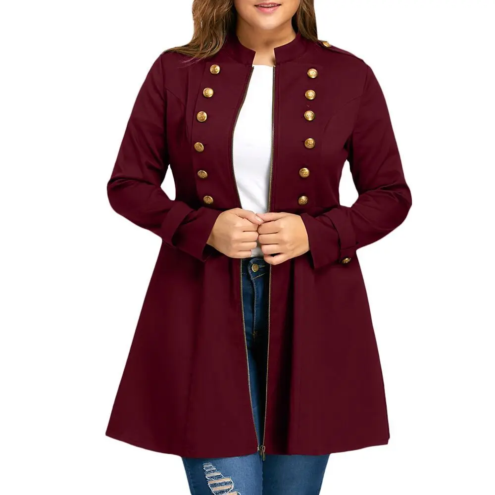 

2019 Fall New Zipper LongTrench Coat Women Slim Plus Size Fashion Double Breasted Overcoats Female Button Outwear 4XL 5XL