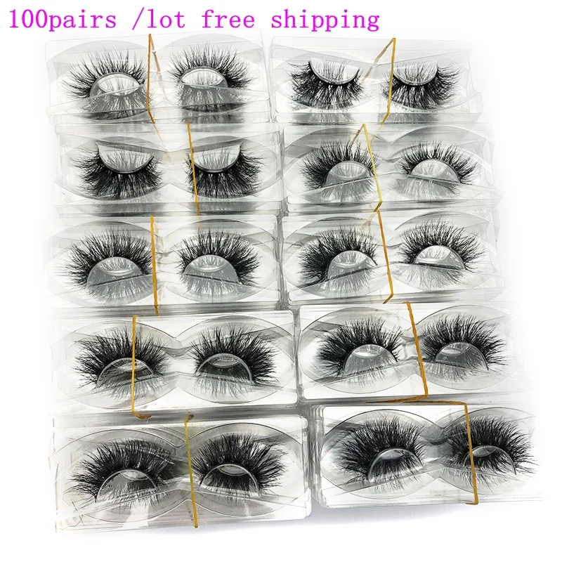 Mikiwi wholesale 100 pairs/pack 3D Mink Lashes For Makeup No Box Full Strip Lashes Mink False Eyelashes custom box