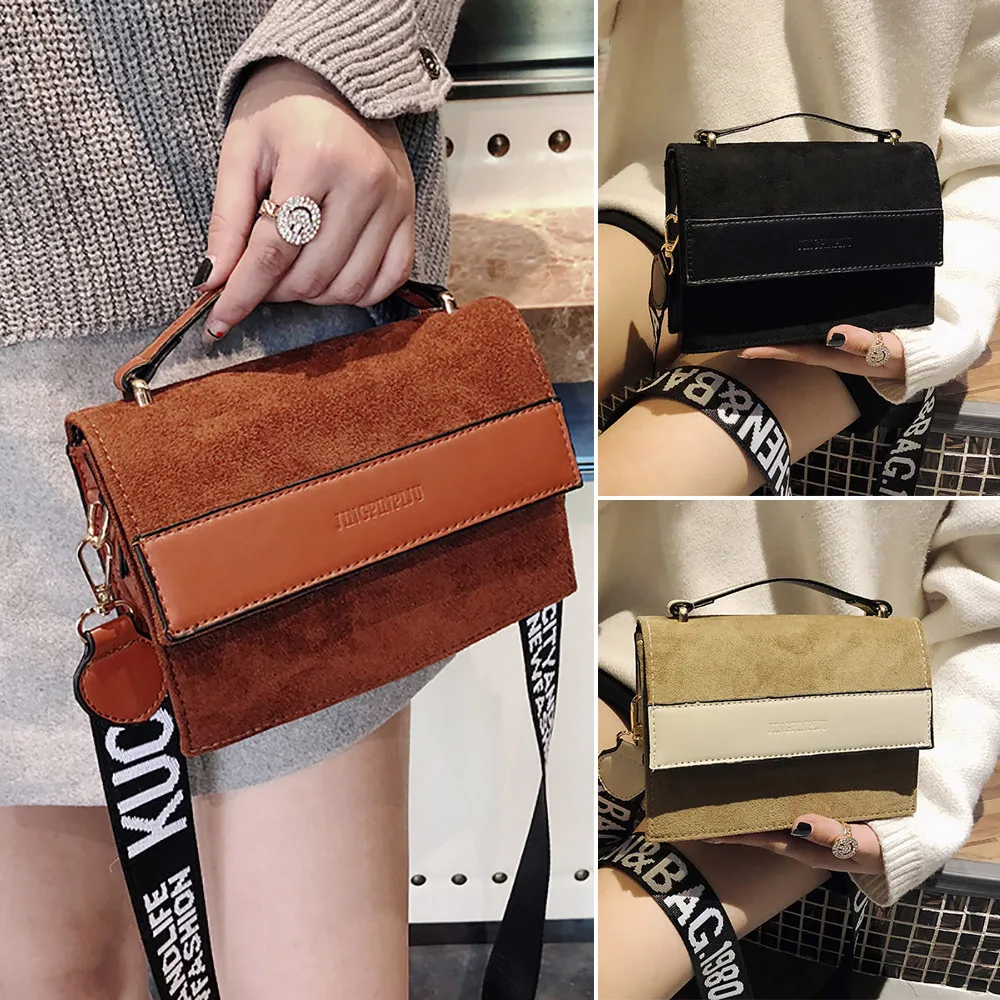 

Japan and Korean Style Flap Solid Women Shoulder Messenger Bag Lettering Shoulder Strap Matte Leather Tote