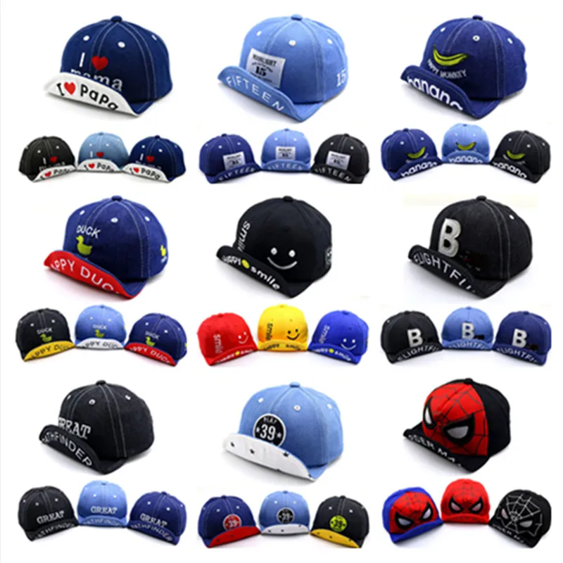 

Baby boy girl hat Korean cute cowboy flip baseball cap Child love wild soft along spring summer sun hat kids snapback beanies