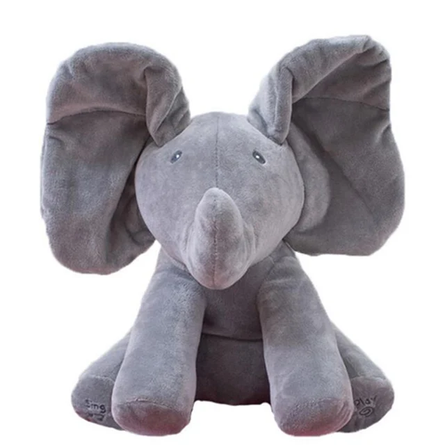 Hide the cat 30CM elephant an dogs will sing music elephant cover his ...