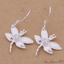 Silver plated noble luxury refined elegant dragonfly zircons Women earrings classic burst models jewelry free shipping AE154