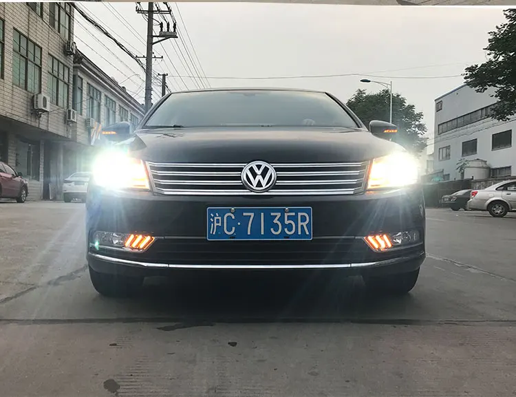 Osmrk led drl Дневной ходовой светильник для Volkswagen Passat b7 с движущимися желтыми поворотниками и синим ночным ходовым светильник
