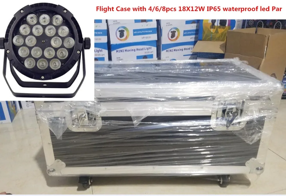 

Flight Case with 4/6/8pcs 18X12W IP65 waterproof led Par Lights RGBW 4in1 LED PAR DMX512control professional stage DJ equipment