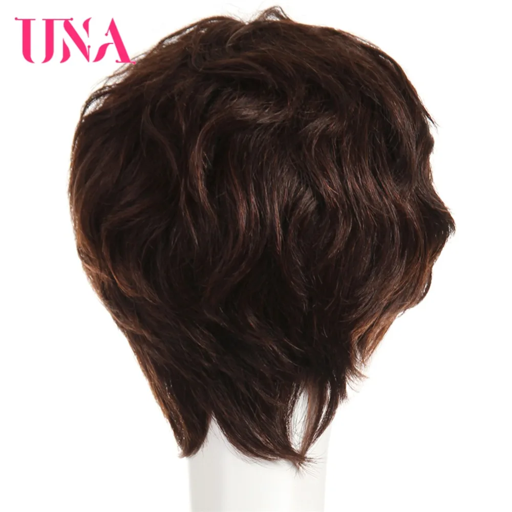 UNA Peruvian Straight Machine Human Hair Wigs Remy Human Hair 120% Density #6384