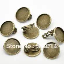 500 шт./партия, накладка 16 мм, бронзового цвета, круглый кабошон, настройки серьга в виде клипсы, серьги, основа, серьги