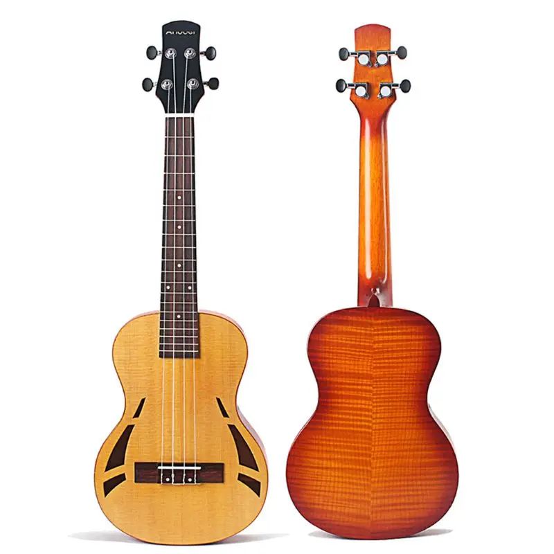 

Ukulele Acoustic Guitar Cutaway Wood Thin Soundhole 4 String Tie Bridge 26 Inch 19 Fret
