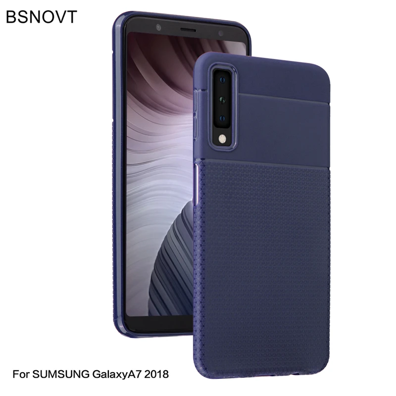 

BSNOVT sFor Funda Samsung Galaxy A7 2018 Case For Samsung A7 2018 Cover Bumper Triangle Pattern Soft Accessories Case A750 6.0
