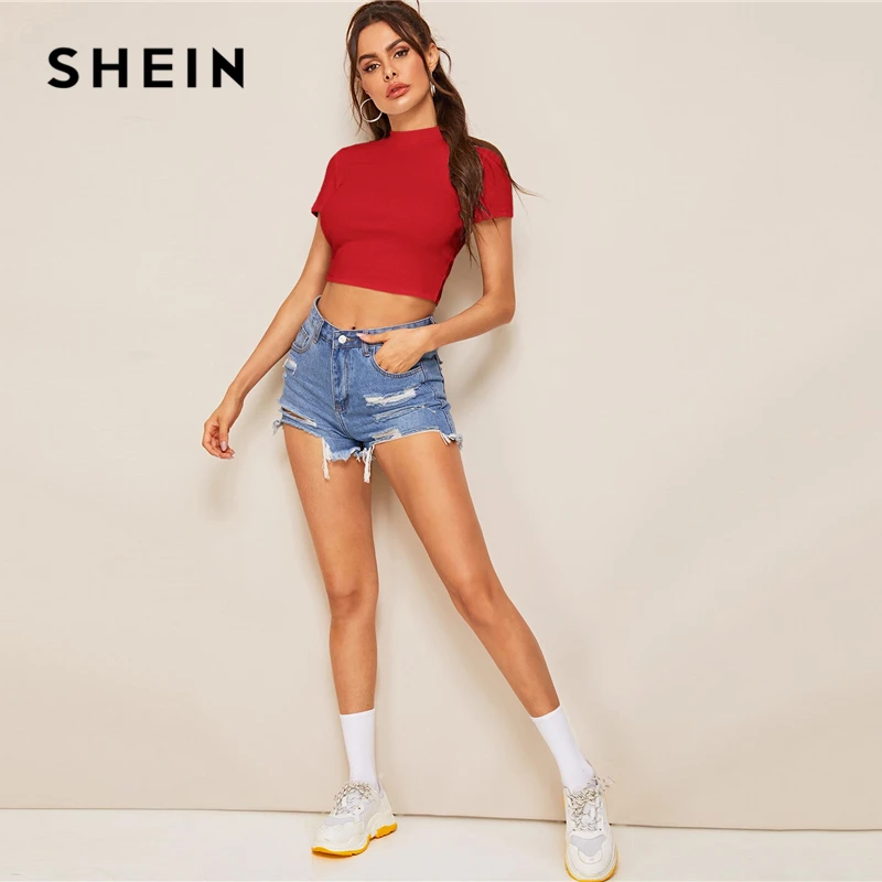 SHEIN Короткий Топ С Перекрещенной Спинкой Женский Летний Черный Топ С Коротким Рукавом