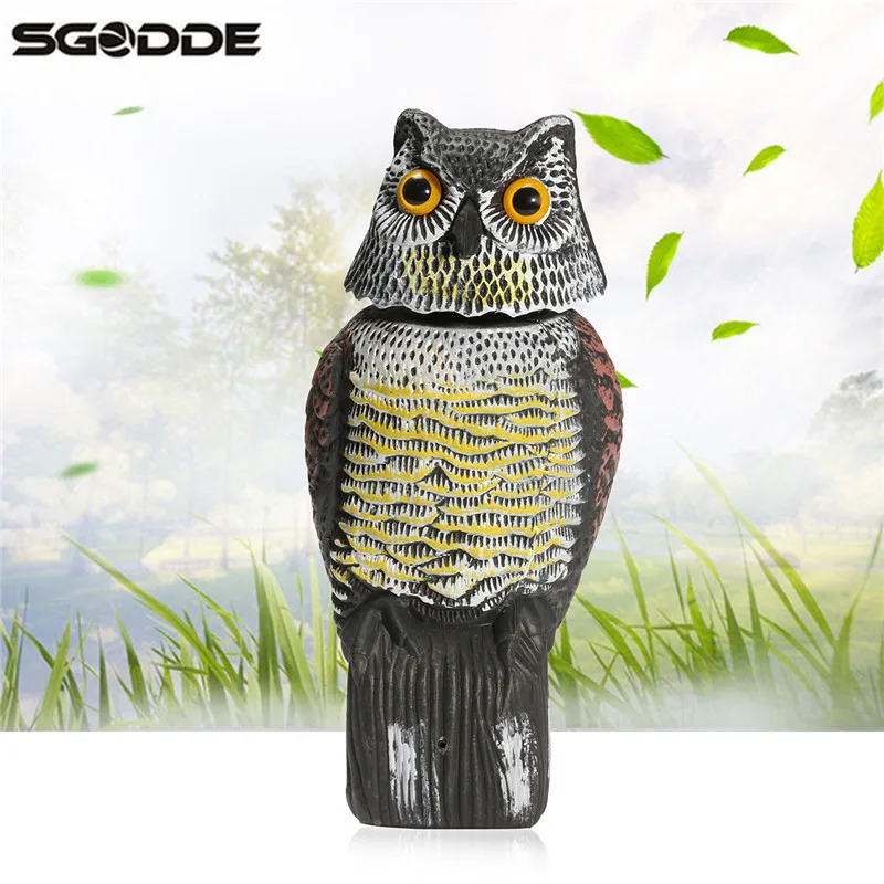 

SGODDE Hunting Realistic Plastic Owl Decoys With Rotating Head Lifelike Tackle Accessories Scarecrow Garden Docoration Ornaments