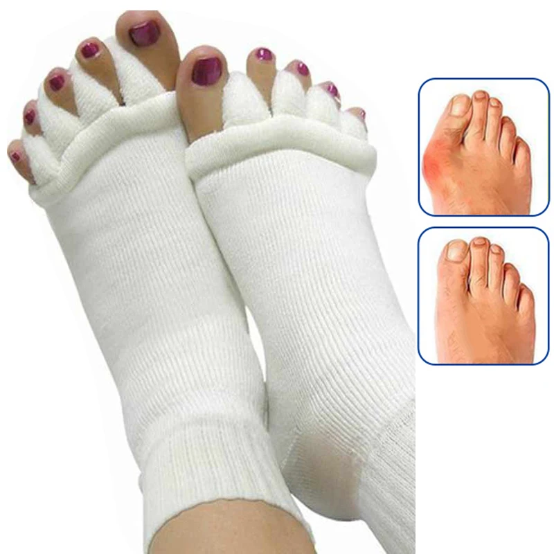 1 пара, забота о здоровье ног, пять носков для пальцев ног, разделители пальцев, педикюр, обезболивающие носки, массажер для пальцев, разделитель пальцев, уход за костями