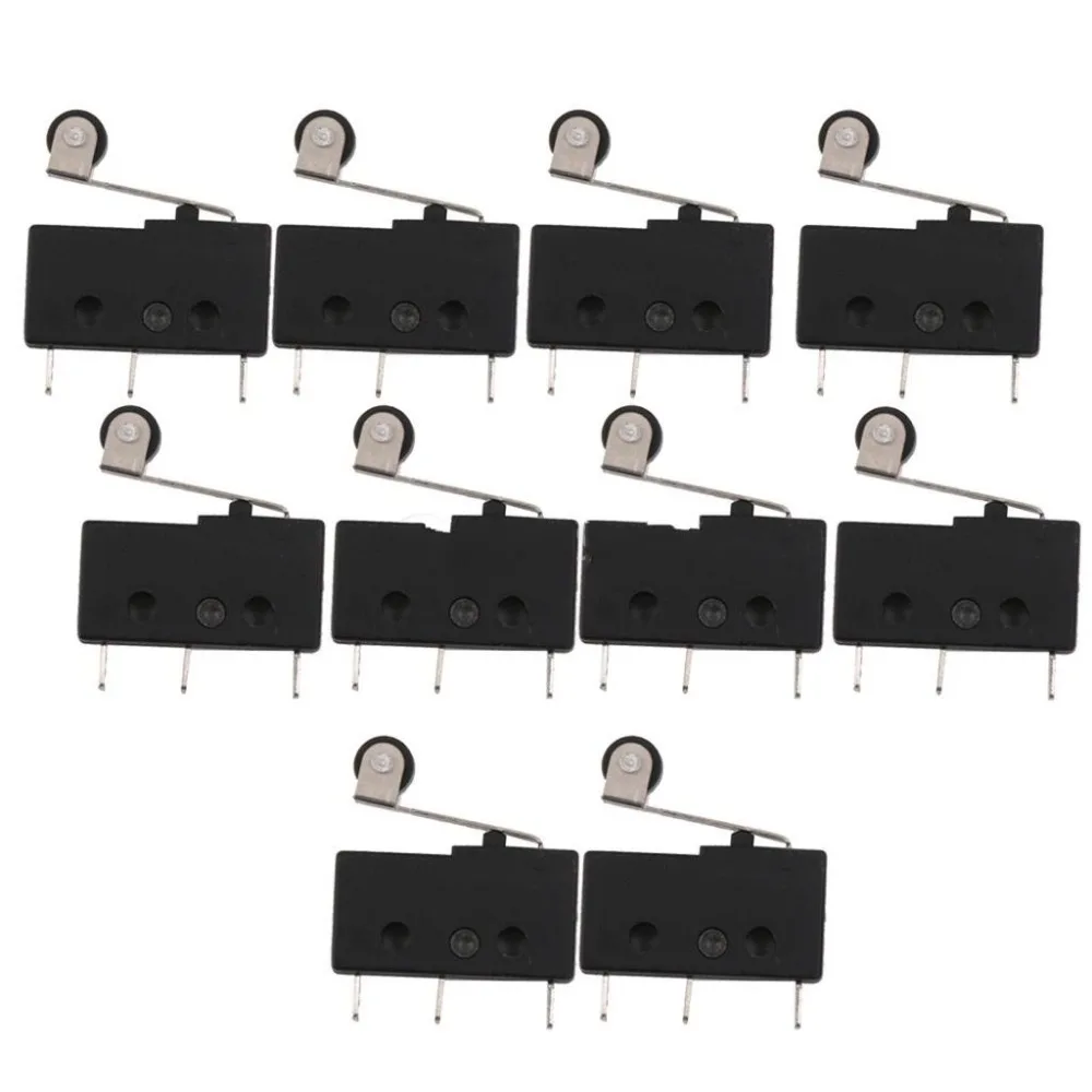 

10pcs Tact Switch KW11-3Z 5A 250V Microswitch Round Handle 3PIN Roller Lever