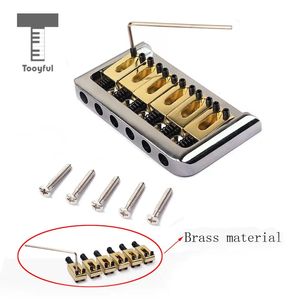 Tooyful 1 Set Guitar Replacement Fixed Bridge Golden Saddle for 6 String Electric/Cigar Box Guitar Parts