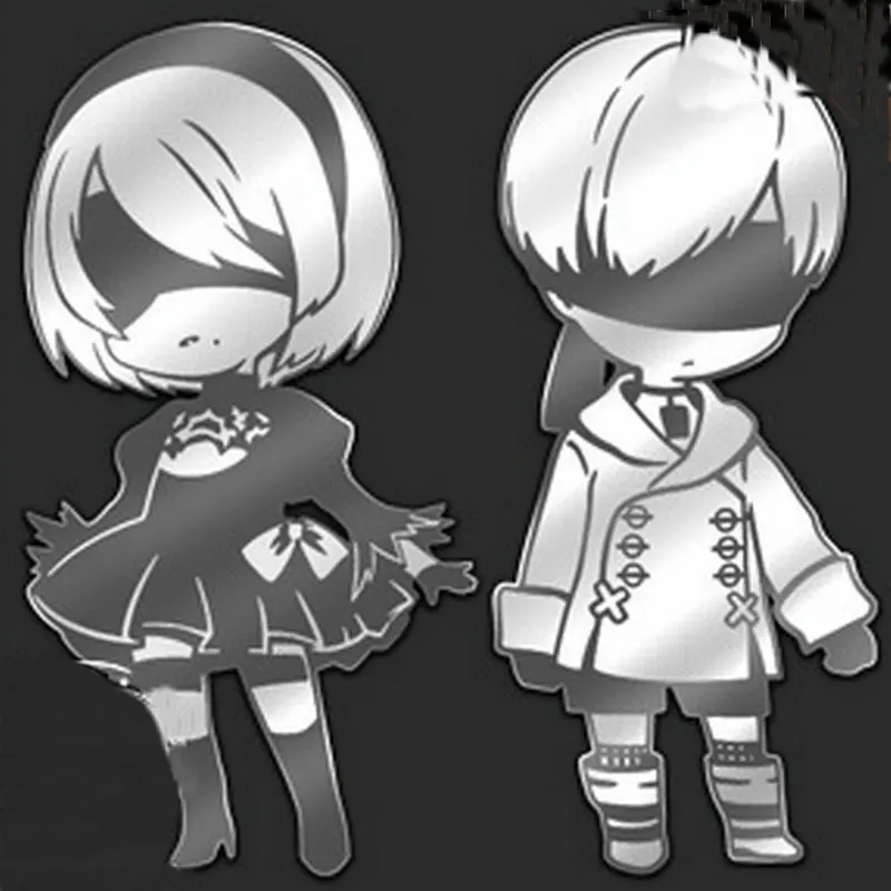 

2pcs NieR:Automata YoRHa No. 2 Type B Metal Stickers for Laptop Phone Decorative Decal Sticker DIY Game Stickers