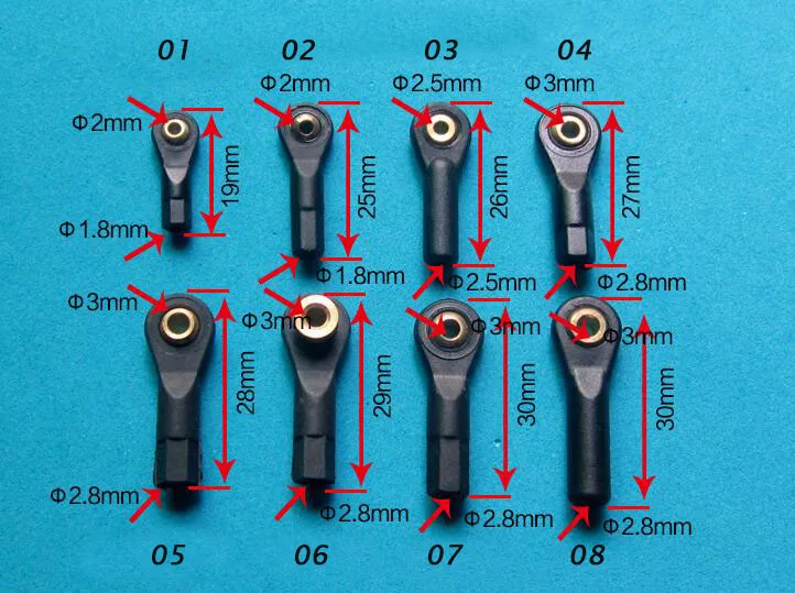 

20Pcs Plastic M2/M3 Rod End Ball End Wear Resisting Ball Joint With Screw 2mm/3mm For Rc Boat Car Airplane Truck Buggy Crawler