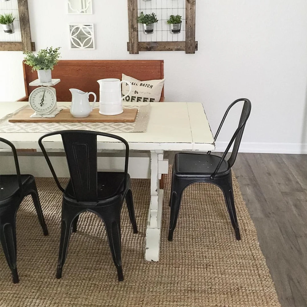 JUMMICO Metal Dining Chair Stackable Indoor-Outdoor Chairs Chic Bistro Cafe Side Chairs for Kitchen Use Set of 4 (Black)
