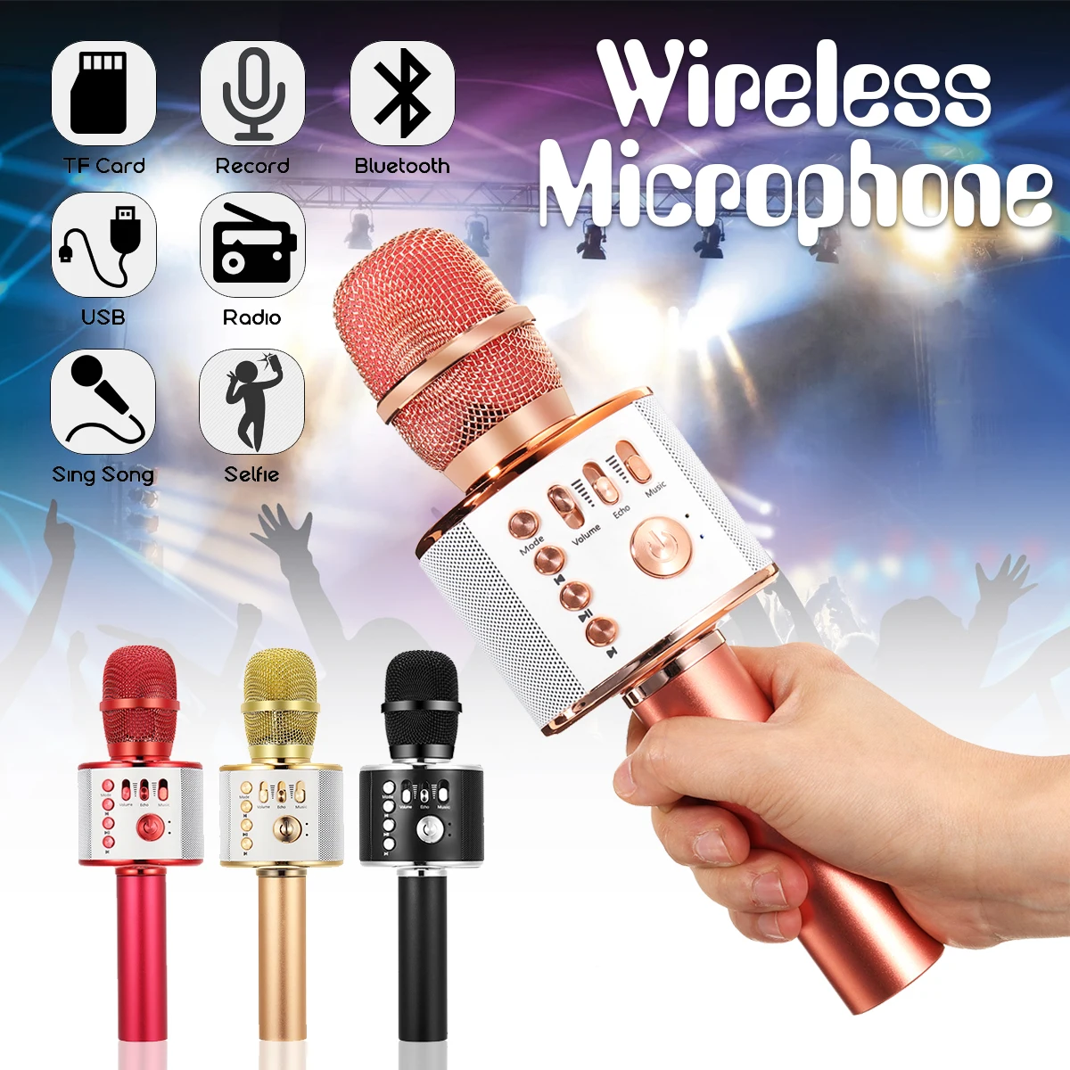 Wireless bluetooth Karaoke Handheld Microphone KTV Player Bluetooth Mobile Microphone USB Mic Speaker Wireless bluetooth Karaoke Handheld Microphone KTV Player Bluetooth Mobile Microphone USB Mic Speaker