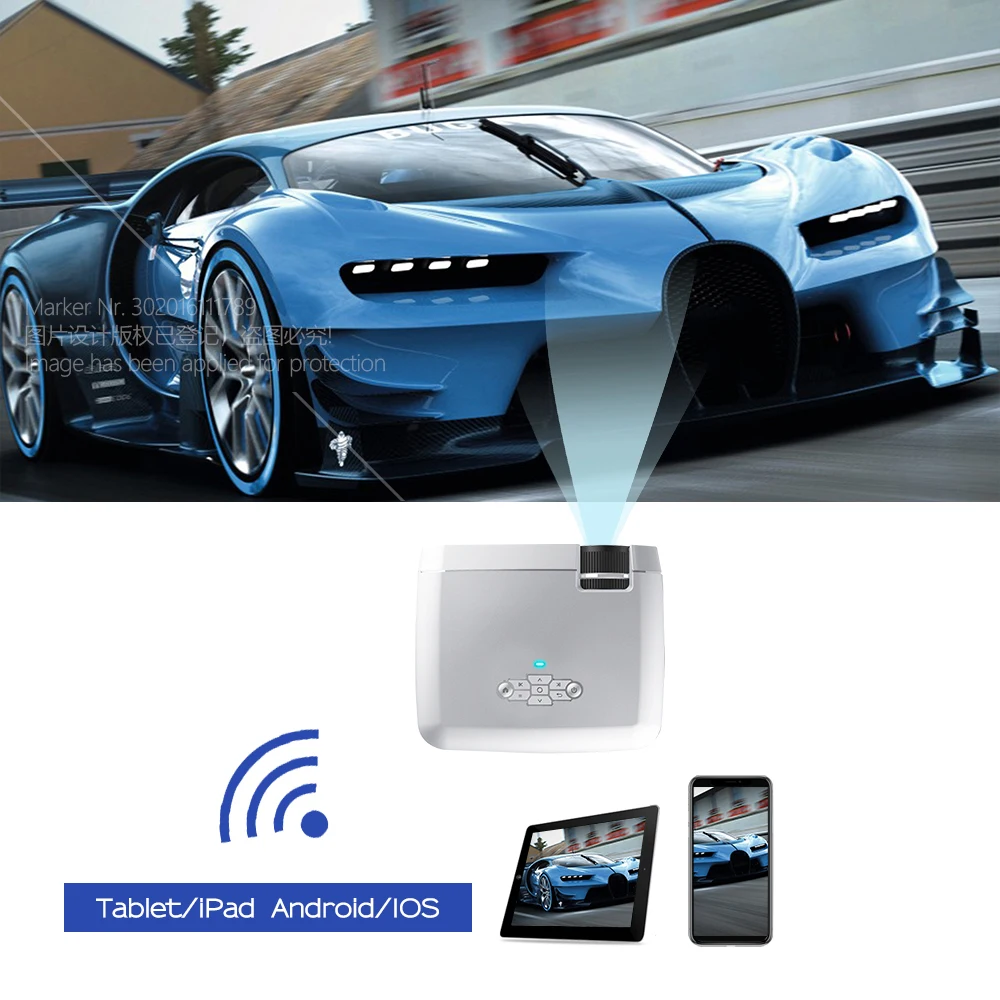 Светодиодный мини-проектор AUN D40W, видеопроектор для домашнего кинотеатра 1600 люмен, поддержка HD, беспроводная синхронизация дисплея для iPhone/...