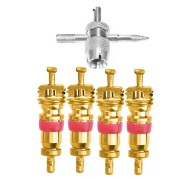 

Car Tire A/C Valve Cores with 4 in 1 Tyre Valve Stem Remover for Bicycle Bike Motorcycle Auto Repair Tool Kit Accessory 4Pcs N