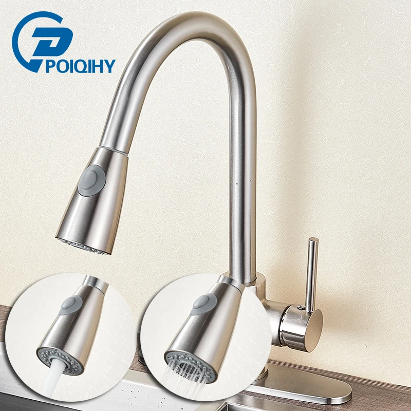 

POIQIHY Sense faucets Two modes of water outlet switchable nozzle Electroplated Kitchen hot and cold mixing faucet