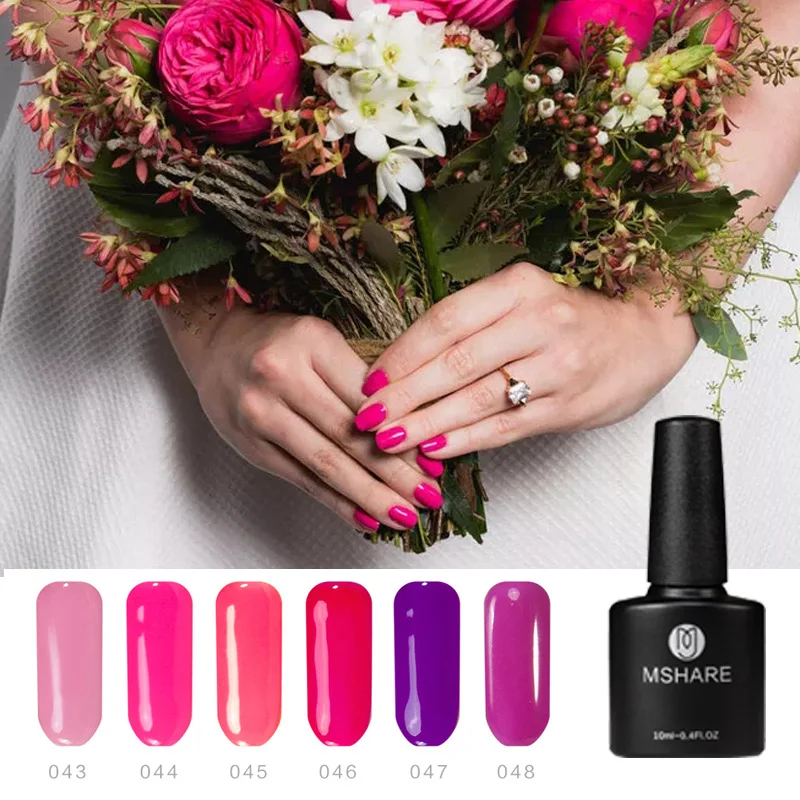 

MSHARE Shining Purple Red Series Colors Gel Lak Gelpolish Varnish Uv Led Nail Gel Polish Vernis Semi Permanent Top Base Coat