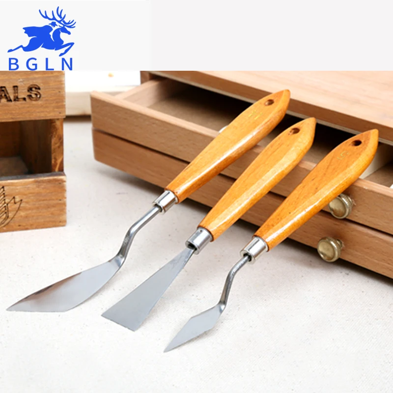 

Bgln 3Pcs Mixed Stainless Steel Palette Scraper Set Spatula Knives For Artist Oil Painting Tools Painting Knife Blade