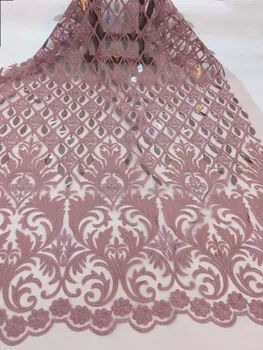 

Embroidered Net Fabric with beads With super Quality Sat-1.501 African Tulle Lace Fabric For party Dress