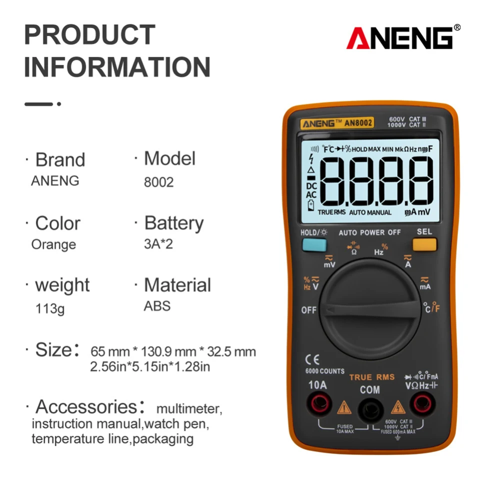 

6000 Counts Multimetro Multitester Digital Profesional Transistor Capacitor Tester lcr esr meter AN8002 Digital Multimeter