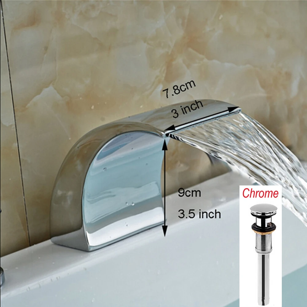 

Solid Brass Bathroom Faucet Spout Big Waterfall Faucet Spout Chrome Finish NEW