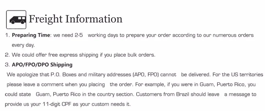 7 Freight information