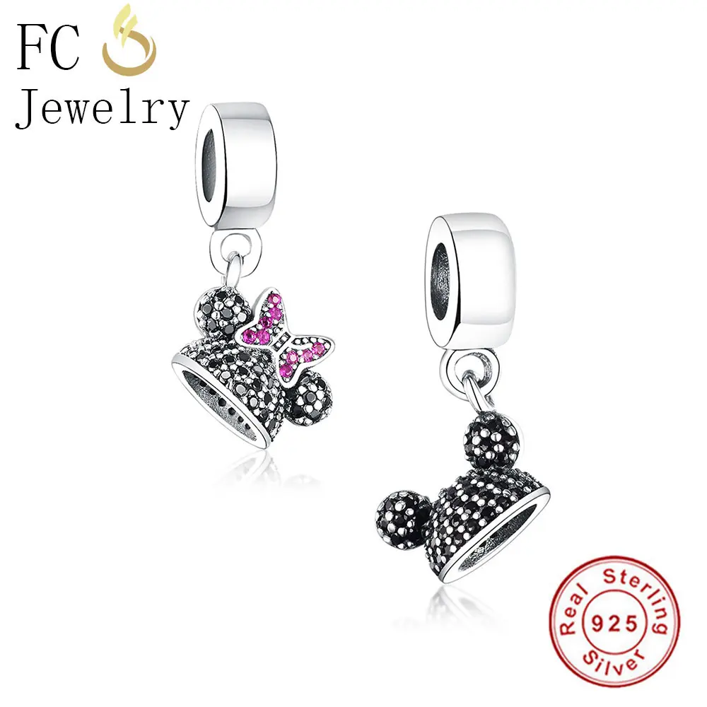 

FC Jewelry Fit Original Pandora Charm Bracelet 925 Sterling Silver Minnie Mickey Headband Hat Beads Pendant Hat Berloque DIY