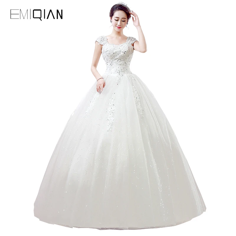Freeshipping Original Design A Line Sequined Tulle Bridal Gowns