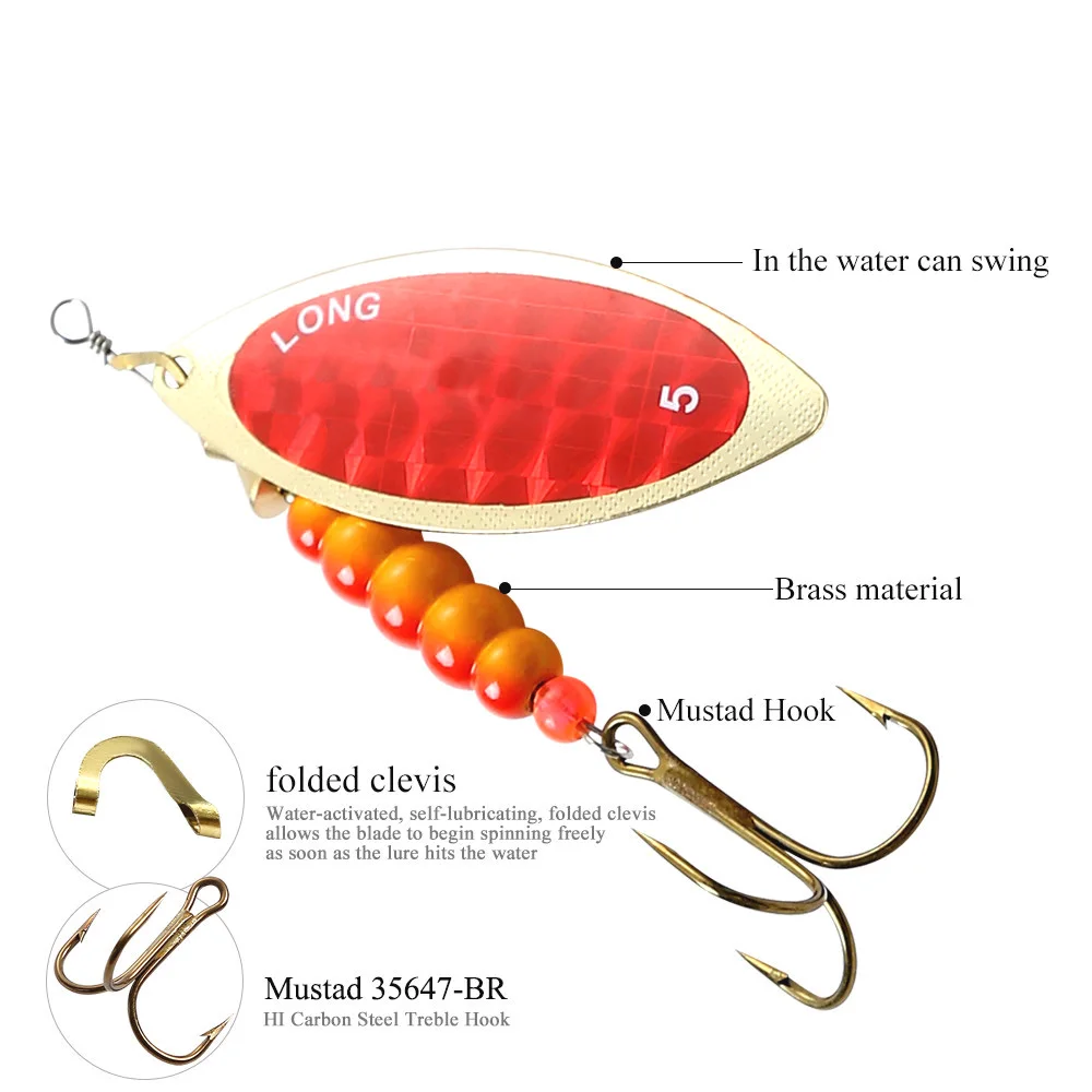 1 шт., лопасти в виде листьев ивы, Спиннер, приманка 4,5 г/7 г/11 г/17 г/30 г, приманка, ложка, металлическая рыболовная приманка, приманка, жесткая приманка для окуня с тройным крючком
