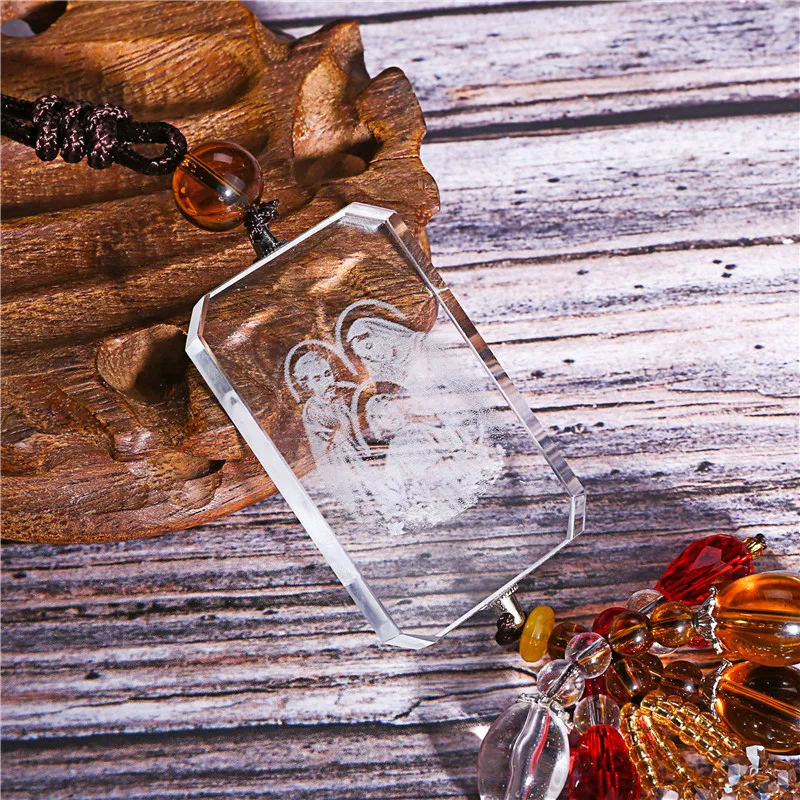 Customized Octagonal Crystal Crafts Gifts DIY Private custom Hanging Ornament Engraved Pictures Glass Ornaments for Home Decor | Дом и сад