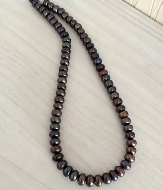 

8-9mm south sea black multicolor pearl necklace 18inch 925silver