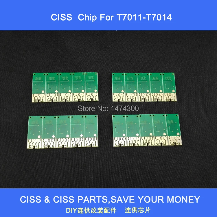 

XIMO Free shipping,5 sets of T7011-T7014 Auto Reset Chip for refillable ink cartridges and ciss