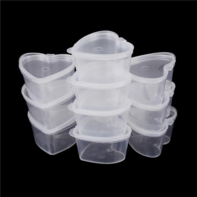 

10PCS 50ml Clay Storage Box Container PP Heart Shape Organizer Box With Lid For Playdough Slime Mud Light Clay