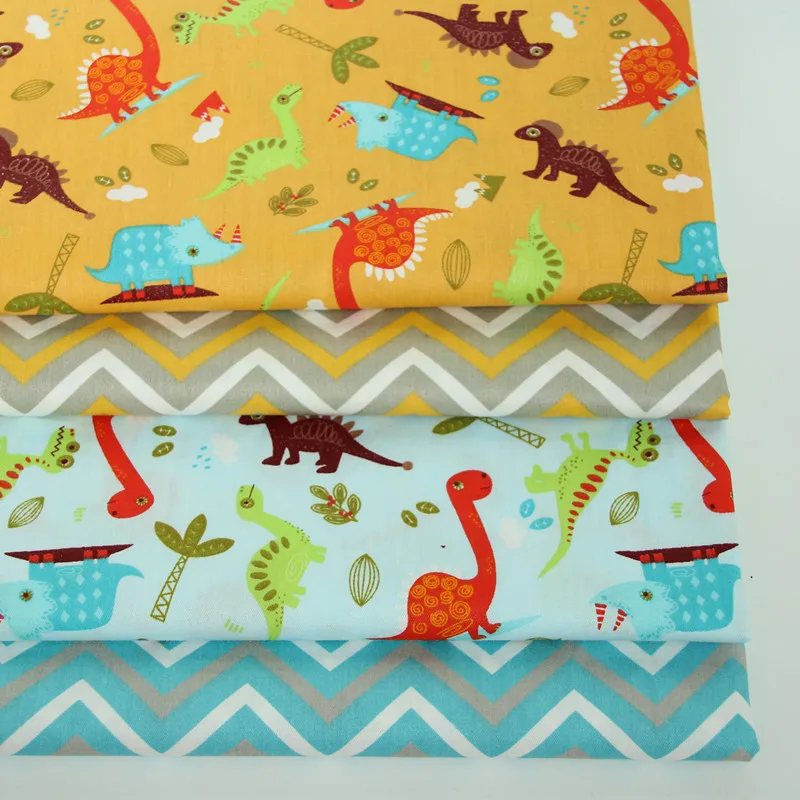 

160cm*50cm cotton cloth cartoon PALE BLUE YELLOWISH BROWN color dinosaur palm fabric DIY girl bedding patchwork sewing fabric