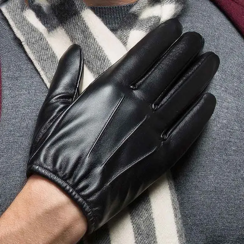Осенне-зимние мужские уличные перчатки из искусственной кожи, тонкие перчатки с сенсорным экраном, сохраняющие тепло, полицейские перчатки для поиска водителя