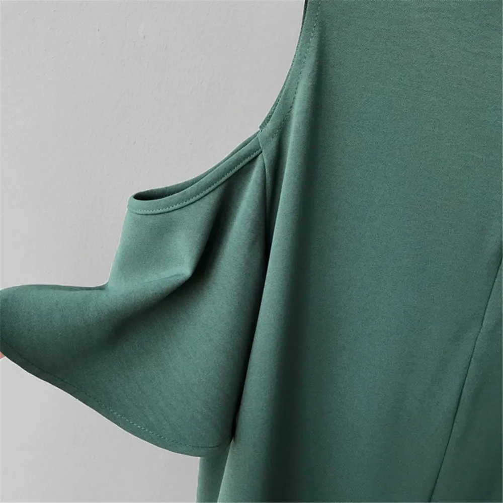 High quality Big Hem Black Summer Dress 2018 Hollow Out Shoulder Casual Dresses For Women Vacation Dress Vestidos All Match 1296 (3)