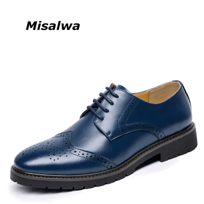 

Misalwa New 2019 Men British Brogue Shoes Men Oxfords Men Casual Leather Flats Free Drop Shipping
