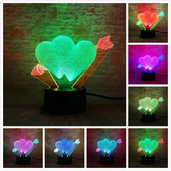 

Sweet Deals For Valentine's Day Love Arrow 3D Table Night Remote USB or Touch Mixed 7 Color Change Living Room Decorative Lamp
