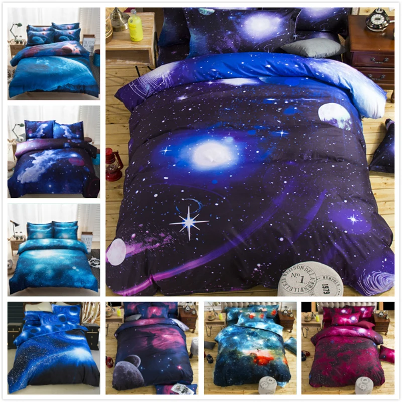 

3D Galaxy Blue Star Pattern Kids Boy Girl Single Full Queen Size Duvet 2/3/4 pcs Bedding Set 1.2m 1.3m 1.5m 2m Bed Linen 150x200