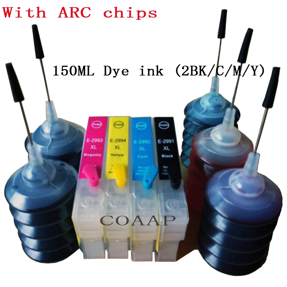 

XP435 XP235 XP335 XP432 XP332 XP442 XP342 XP345 XP247 XP245 Printer for Refillable 29XL T2991 T2996 cartridge Chip+150ML Dye ink