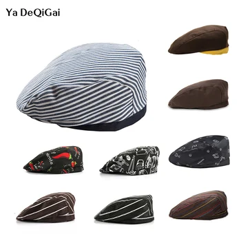 

2019 new high-quality chef matching hat print cotton waiter men and women cap chef hat restaurant uniform caps chef hat waitress