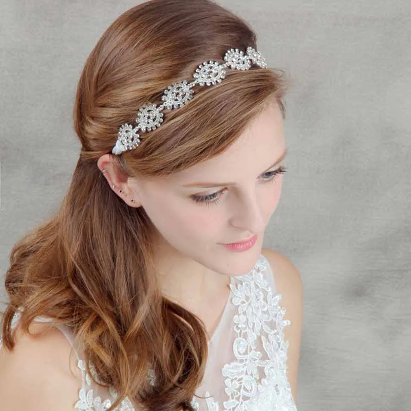 Shiny Crystal Silver Headband for Girl Korean Bride Rhinestone