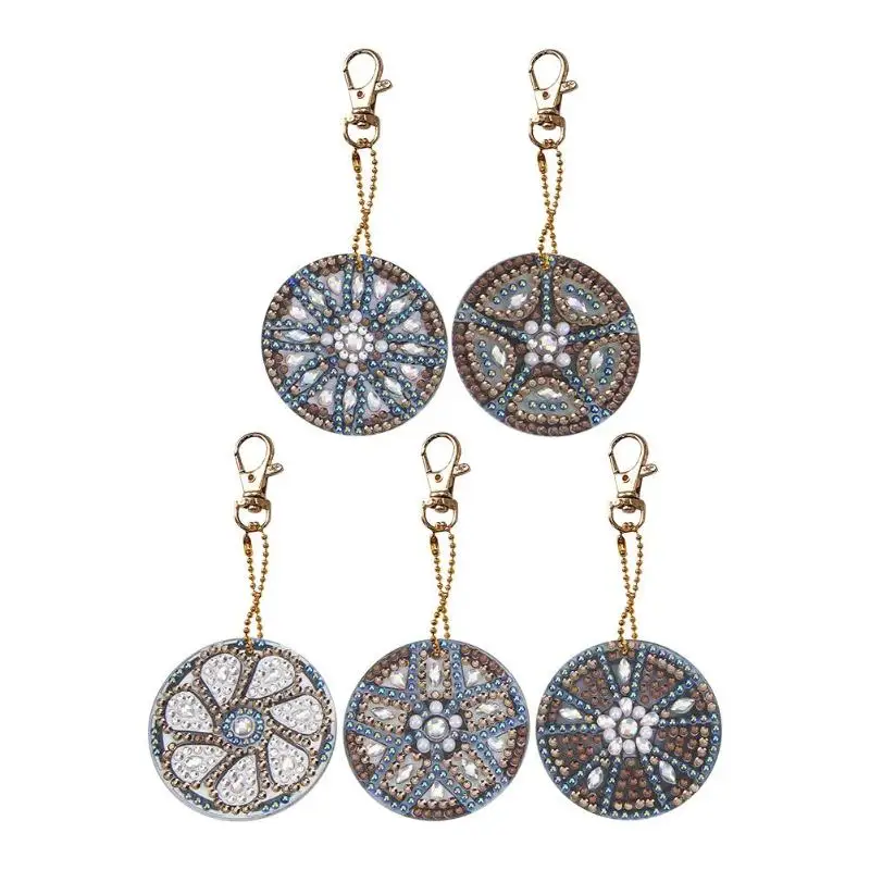 

5pcs DIY Wheel Full Drill Special Shaped Diamond Painting Keychains Diamond Painting Cross Stitch Key Ring Pendant Embroidery